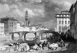 Ponte Santa Trinita, Florencie, Itálie, 19. století.