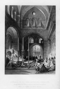 Vchod do Božího hrobu, Jeruzalém, Izrael, 1841.