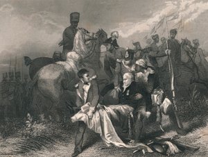 Generálmajor pane. R. H. Sale...smrtelně zraněný v bitvě u Moodkee..., polovina 19. století. od J. Rogers