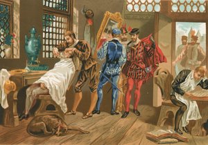 Ambroise Pare jako učeň holičského chirurga v Paříži od J. Serra