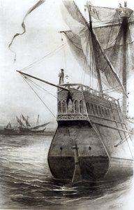 Nejvyšší okamžik večera 11. října 1492 z „Standardní historie Spojených států mladých lidí“, 1895 (rytina) (foto Bundw)