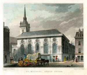 Kostel svatého Michaela Queenhithe, City of London, 1831.
