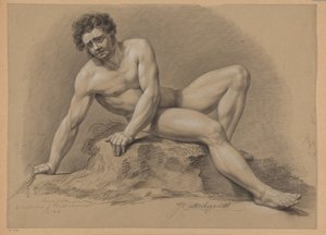 Sedící mužský akt, při pohledu zepředu (2. cena 1810) od J. Uittenbogaardt