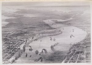 Pohled z ptačí perspektivy na New Orleans, z 