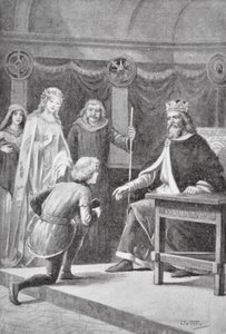 Gareth přišel požádat o druhou laskavost, aby se stal jedním z králových rytířů a směl pomáhat paní (lit.). od J. Williamson
