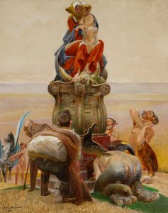 Klanění Panny Marie, střední část triptychu „Jdi k potokům“ od Jacek Malczewski