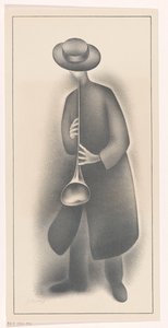 Pouliční hudebník s dechovým nástrojem od Jacob Bendien (signed by artist)