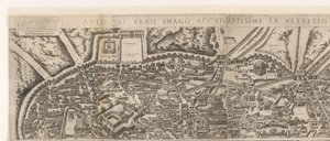 Plattegrond van Rome deset tijde van keizer Augustus (bovenste blad) (název na objektu) Podobizna starověkého Říma ze stop zničených budov (název na předmětu) od Jacob Bos