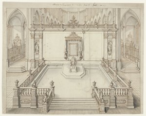 Trůnní sál v St. Bavokerk v Gentu pro investituru Karla VI., německého císaře, v roce 1717 od Jacob Colin