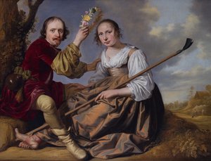 Pár v pastorační krajině (olej na plátně) od Jacob Gerritsz Cuyp