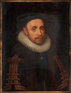 Gustave II Adolf Švédský (1594-1632) - Malba Jacoba Hoefnagela (1575-kolem 1630), olej na dřevě (65x48 cm)
