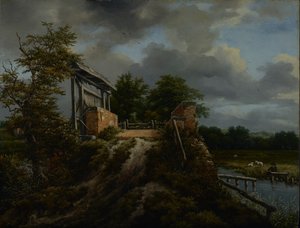 Most se stavidlem, 1648-9 od Jacob van Ruisdael