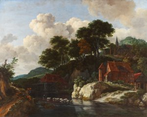 Kopcovitá krajina s vodním mlýnem, kolem roku 1670