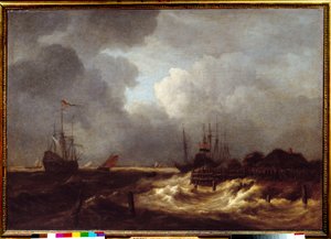 Obraz Tempete od Jacoba Isaakszoona van Ruisdaela (Ruysdael) (1628-1682) 17. století. Slunce 1,1x1,6m od Jacob van Ruisdael