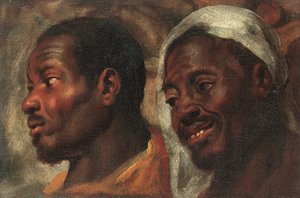 Studie hlavy dvou afrických mužů (olej na plátně) od Jacob Jordaens