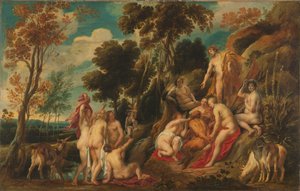 Marsyas potrestán Múzami od Jacob Jordaens