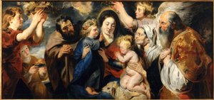 Svatá rodina s mladým Janem Křtitelem a anděly, c. 1616-1617. od Jacob Jordaens