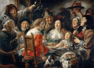Král pije aneb Rodinné jídlo na svátek Zjevení Páně od Jacob Jordaens