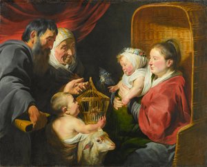 Panna s dítětem a svatým Janem a jeho rodiči, asi 1617-1618 od Jacob Jordaens