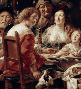 Král pije, detail (olej na plátně od Jacob Jordaens