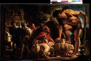Obraz "Ulysses v doupěti Polyféma"" od Jacoba Jordaense (1593-1678) Puškinovo muzeum, Moskva. od Jacob Jordaens