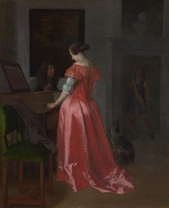 Žena stojící u cembala, cca 1675 od Jacob Lucasz. Ochtervelt