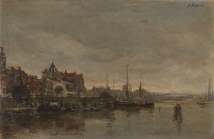 Schreierstoren s mostem přes Gelderse Kade v Amsterdamu od Jacob Maris