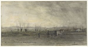 Krajina s orajícím farmářem od Jacob Maris