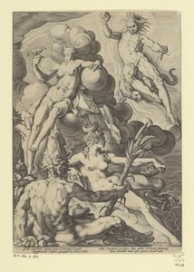 Čtyři živly Mytologické a alegorické reprezentace (název série) od Jacob Matham (attributed to)