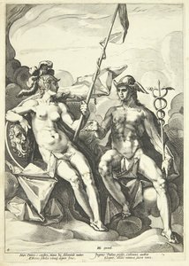Aliance mezi Athénou a Merkurem (Hermathena) od Jacob Matham