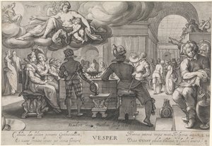 Večer (nešpory) Nešpory (název na předmětu) Čtyři časy dne (název série) od Jacob Matham