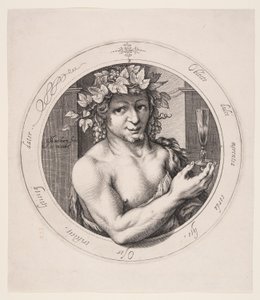 Bacchus, deska 2 z cyklu Tři bohové od Jacob Matham