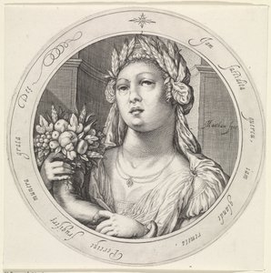 Ceres potkal roh hojnosti Venuše, Bacchus en Ceres (název série) od Jacob Matham