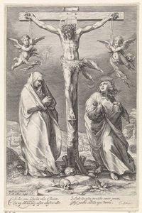 Kristus na kříži s Janem a Marií od Jacob Matham