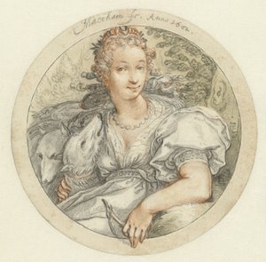 Diana v kulatém rámu od Jacob Matham