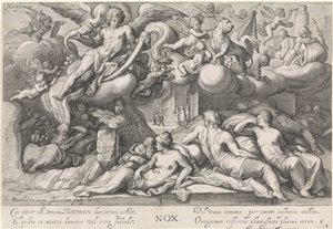 Noc (Nox) Nox (název na objektu) Čtyři časy dne (název série) od Jacob Matham