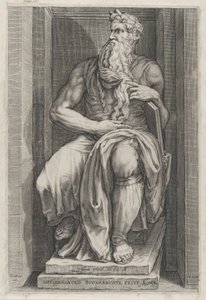 Římské zrcadlo velkoleposti: Mojžíš podle sochy od Michelangela, 16. století..., 16. století. od Jacob Matham