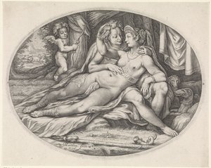 Venuše a Adonis od Jacob Matham