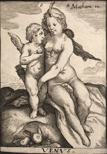 Venuše a Amor od Jacob Matham