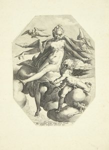 Venuše a Amor od Jacob Matham