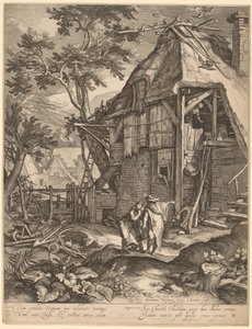 Abraham vyhání Hagar od Jacob Matham, after Abraham Bloemaert
