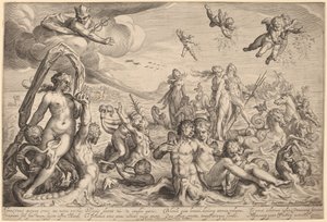Triumf Neptuna a Thetis od Jacob Matham, after Bartholomaeus Spranger
