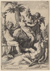 Aliance Venuše s Bacchem a Ceres od Jacob Matham, after Hendrick Goltzius