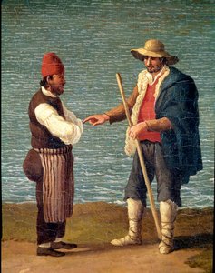 Pastýř a obchodník v přístavu Monopoli, Puglia, Itálie (pastýř a obchodník v Monopoli) Obraz Jacoba Philippa Hackert dit Hackert d