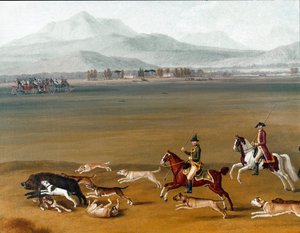 Ferdinand IV. Lov divokých prasat na statku Cassano Detail malba od Jakoba Philippa dit Hackert d