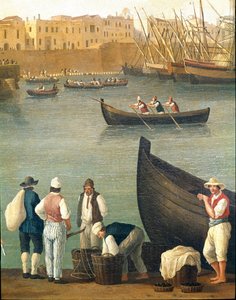 Rybáři slávek z Monopoli, Puglia, Itálie (Rybáři slávek v Monopoli) Malba Jacoba Philippa Hackert dit Hackert d