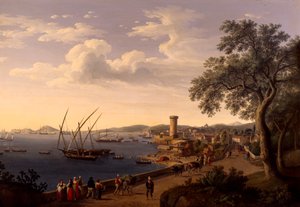 Přístav Gaeta, molo a pevnost, Jacob Philipp Hackert od Jacob Philippe Hackert