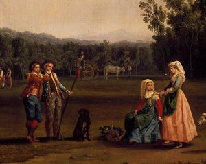 Výlet do královských statků Caserta (olej na plátně) od Jacob Philippe Hackert