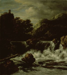 Hornatá krajina s vodopádem od Jacob Salomonsz. Ruysdael