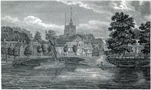 Rytina St Nicholas Church Chiswick od Schnebbelie 1807